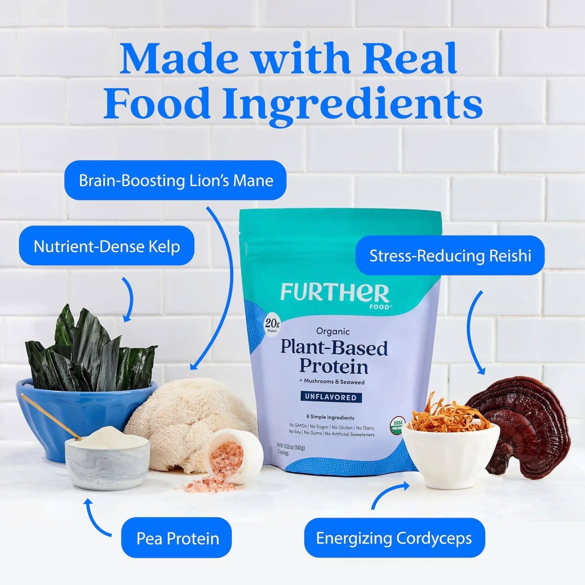 Unflavored Plant-Based Protein - Further Food. Organic pea-protein