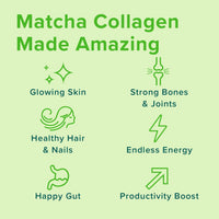 Matcha Collagen Benefits for skin, hair, nails, gut, bones and joints.