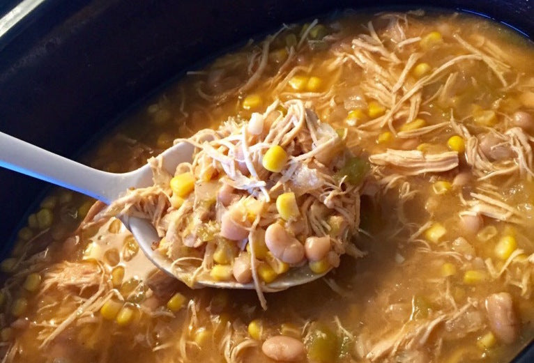Healthy Crockpot White Chicken Chili - Further Food