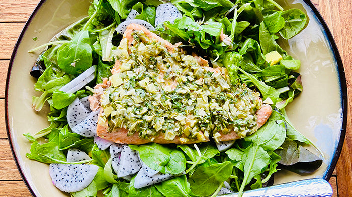 Salmon Salad with Lime Cilantro Dressing