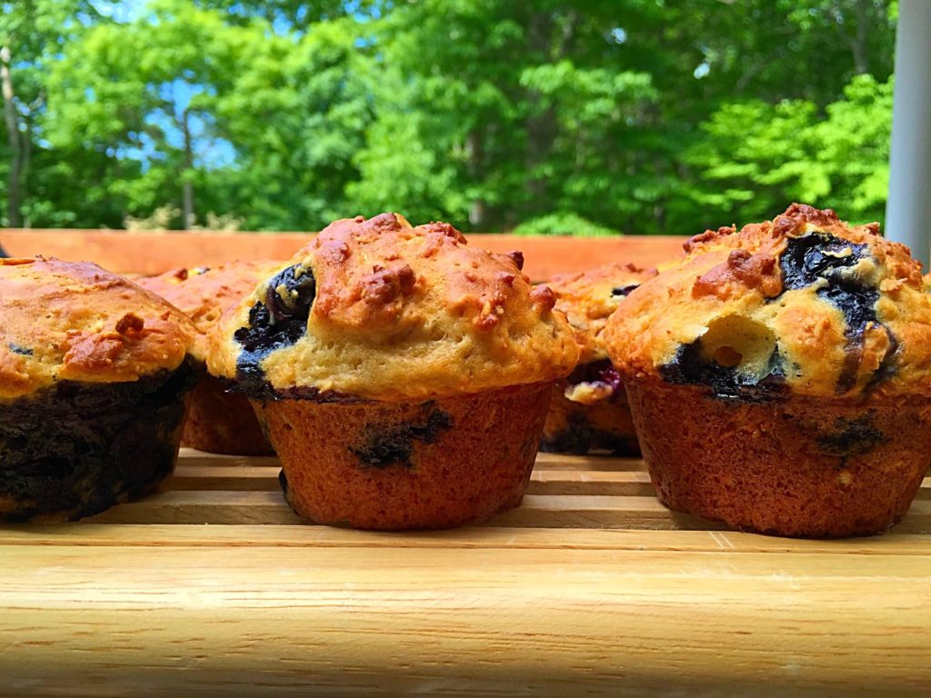 Fluffy Healthy Blueberry Yogurt Muffins with Flaxmeal