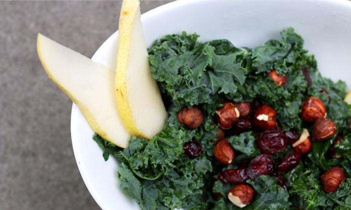 Raw Kale Salad with Wintry Mix-Ins