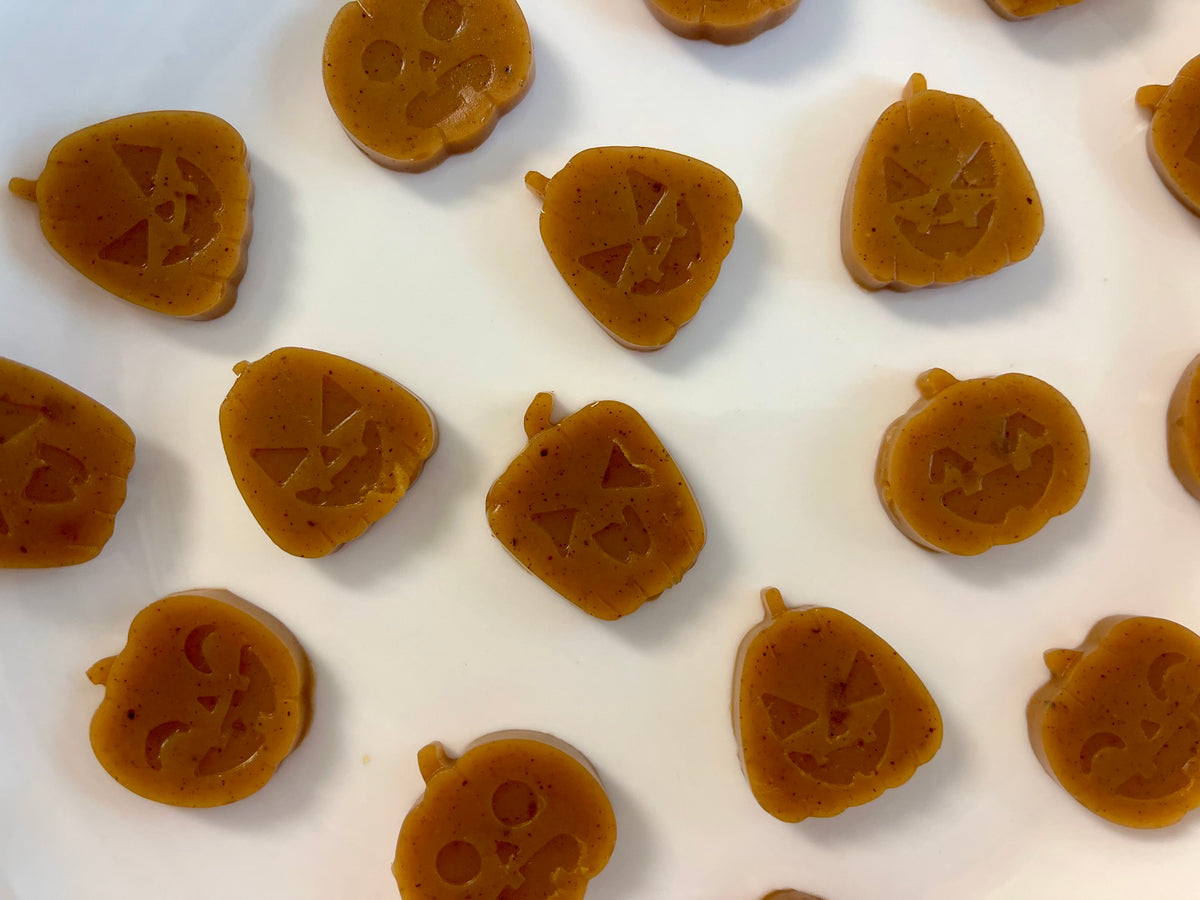 Pumpkin Gummies on a tray