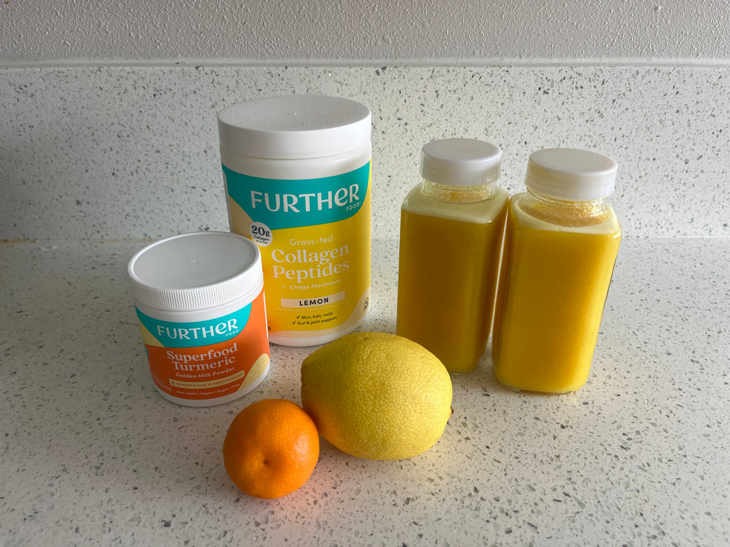 Supplement jars, immunity shots and citrus