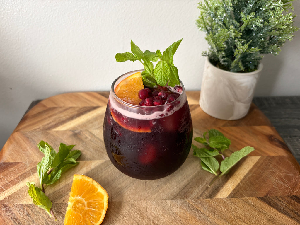 Pomegranate spritz in glass