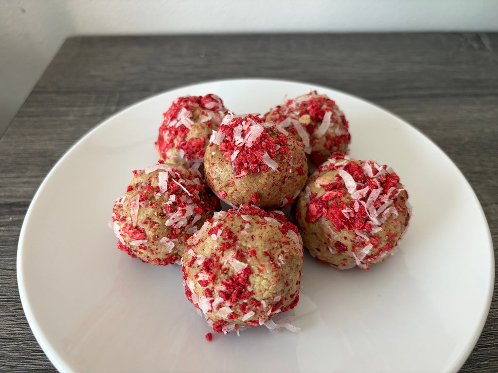 Strawberry Shortcake Protein Bites