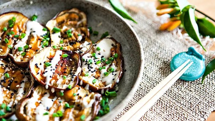 Miso-Glazed Eggplant with Tahini Sauce - Further Food