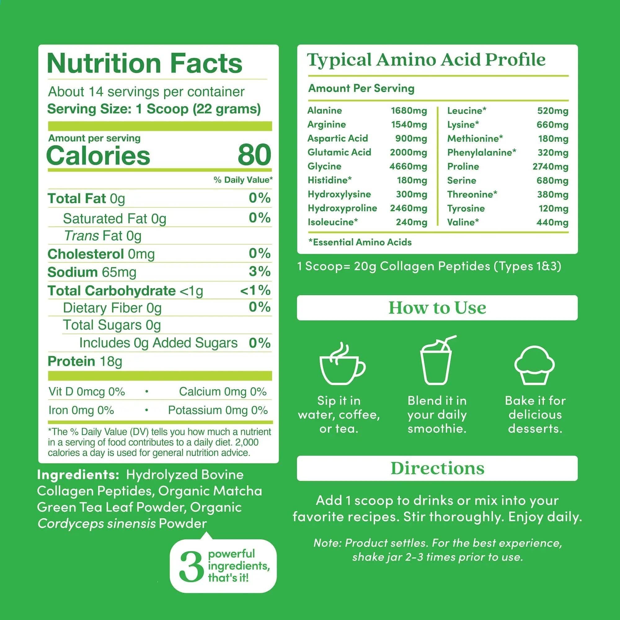 Matcha Collagen Peptides Powder | Further Food