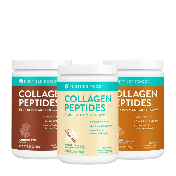Further Food Coffee Lover's Collagen Bundle: Chocolate, Vanilla, and Hazelnut Collagen