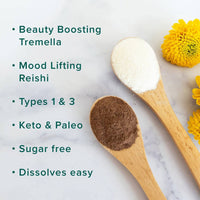 Vanilla Collagen with Beauty Boosting Tremella, Chocolate Collagen with Mood Lifting Reishi