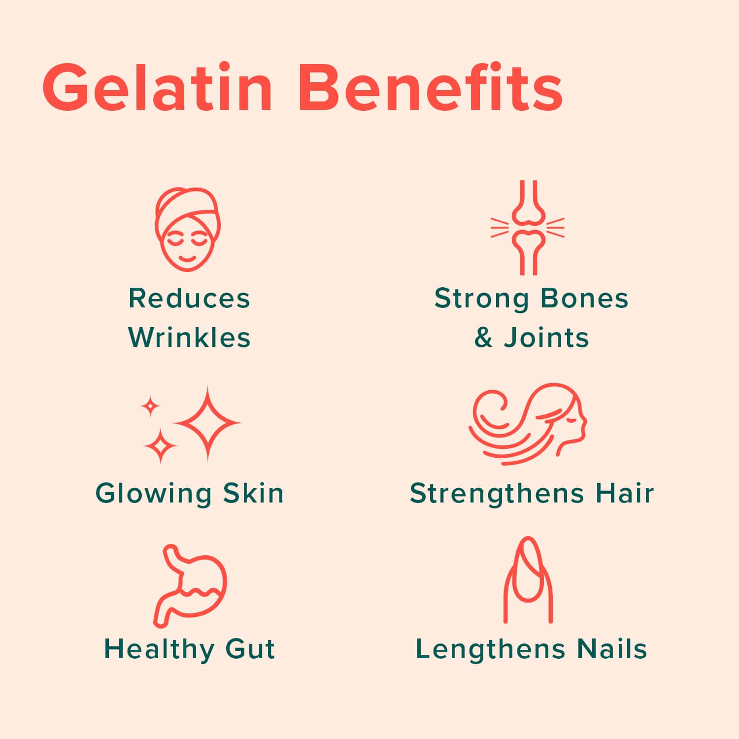 Gelatin Benefits: Reduces Wrinkles, Glowing Skin, Healthy Gut, Strong Bones & Joints, Strengthens Hair and Lengthens Nails