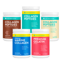 Further Food Complete Premium Collagen Bundle including Unflavored Collagen Peptides, Flavored Collagen, Marine Collagen, and Premium Gelatin Powder