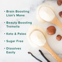 Brain Boosting Lion's Mane Mushroom, Beauty Boosting Tremella Mushroom, Keto & Paleo, Sugar Free and Dissolves Easily